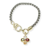 103905, CLOVER CUBIC ZIRCONIA CHARM DESIGNER INSPIRED BRACELET