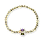 103906, CLOVER CUBIC ZIRCONIA DESIGNER INSPIRED STRETCH BRACELET