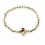 103907, CLOVER CUBIC ZIRCONIA DESIGNER INSPIRED STRETCH BRACELET