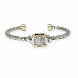 103910, GEOMETRIC MICRO PAVE CUBIC ZIRCONIA DESIGNER INSPIRED CUFF BRACELET
