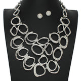 103922, HAMMERED GEOMETRIC METAL NECKLACE