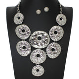 103923, HAMMERED ROUND GEOMETRIC METAL NECKLACE