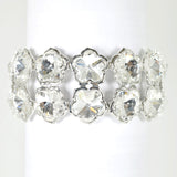 103933, FLOWER CLOVER ACCENT RHINESTONE STRETCH BRACELET