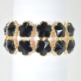 103933, FLOWER CLOVER ACCENT RHINESTONE STRETCH BRACELET