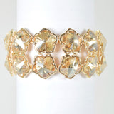 103933, FLOWER CLOVER ACCENT RHINESTONE STRETCH BRACELET