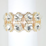 103933, FLOWER CLOVER ACCENT RHINESTONE STRETCH BRACELET