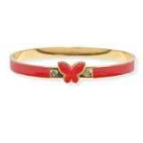 103934, BUTTERFLY ENAMEL STAINLESS STEEL OPEN BANGLE BRACELET