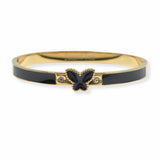103934, BUTTERFLY ENAMEL STAINLESS STEEL OPEN BANGLE BRACELET