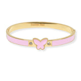 103934, BUTTERFLY ENAMEL STAINLESS STEEL OPEN BANGLE BRACELET