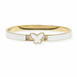 103934, BUTTERFLY ENAMEL STAINLESS STEEL OPEN BANGLE BRACELET
