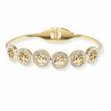 103935, TREE OF LIFE STAINLESS STEEL OPEN BANGLE BRACELET