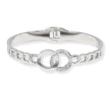 103936, DOUBLE RING STAINLESS STEEL OPEN BANGLE BRACELET