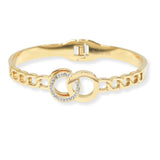 103936, DOUBLE RING STAINLESS STEEL OPEN BANGLE BRACELET