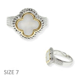 103944, TWO TONE WITH OPAL CLOVER DESIGNER INSPIRED RING