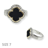 103944, TWO TONE WITH BLACK CLOVER DESIGNER INSPIRED RING