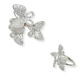 103947, TRIPLE BUTTERFLY CUBIC ZIRCONIA ADJUSTABLE RING