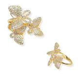 103947, TRIPLE BUTTERFLY CUBIC ZIRCONIA ADJUSTABLE RING