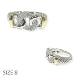 103949, TWO TONE CHAIN PAVE CUBIC ZIRCONIA DESIGNER INSPIRED RING