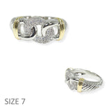 103949, TWO TONE CHAIN PAVE CUBIC ZIRCONIA DESIGNER INSPIRED RING