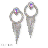103952, DOOR KNOCKER CRYSTAL RHINESTONE CLIP ON EARRING