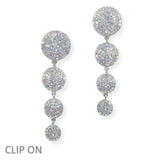 103955, ROUND CRYSTAL RHINESTONE DROP DANGLE CLIP ON EARRING