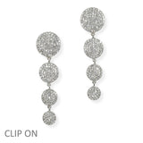 103955, ROUND CRYSTAL RHINESTONE DROP DANGLE CLIP ON EARRING