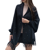 103975, BLING RHINESTONE ACCENT SHAWL PONCHO
