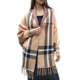 103977, PLAID PATTERN SHAWL PONCHO