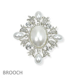 103987, FLORAL PEARL WITH CRYSTAL RHINESTONE BROOCH