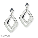 103989, OVERSIZED GEOMETRIC METAL DANGLE CLIP ON EARRING