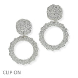 103993, TEXTURED ROUND METAL DANGLE CLIP ON EARRING