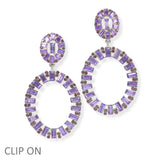 103996, OVAL SHAPE BAGUETTE RHINESTONE DANGLE EARRING