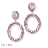103996, OVAL SHAPE BAGUETTE RHINESTONE DANGLE EARRING