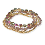 103997, CRYSTAL MULTI LAYERED BEADED STRETCH BRACELET