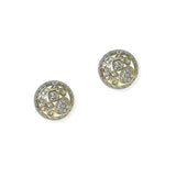 104006, ROUND PAVE CUBIC ZIRCONIA DESIGNER INSPIRED STUD EARRING