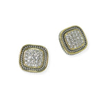 104007, MICRO PAVE CUBIC ZIRCONIA DESIGNER INSPIRED STUD EARRING