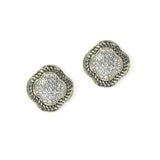 104008, CLOVER MICRO PAVE CUBIC ZIRCONIA DESIGNER INSPIRED STUD EARRING