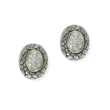104009, OVAL MICRO PAVE CUBIC ZIRCONIA DESIGNER INSPIRED STUD EARRING