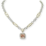 104010, GEOMETRIC CUBIC ZIRCONIA DESIGNER INSPIRED NECKLACE