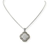 104013, CLOVER MICRO PAVE CUBIC ZIRCONIA DESIGNER INSPIRED PENDANT NECKLACE