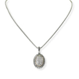104014, OVAL MICRO PAVE CUBIC ZIRCONIA DESIGNER INSPIRED PENDANT NECKLACE