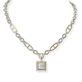 104017, SQUARE MICRO PAVE CUBIC ZIRCONIA DESIGNER INSPIRED NECKLACE