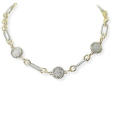 104019, ROUND MICRO PAVE CUBIC ZIRCONIA ACCENT DESIGNER INSPIRED NECKLACE