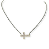 104020, CROSS PAVE CUBIC ZIRCONIA DESIGNER INSPIRED NECKLACE