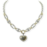 104021, 14K GOLD PLATED, HEART CHARM DESIGNER INSPIRED NECKLACE