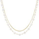 104022, GEOMETRIC GLASS BEADED DOUBLE LAYERED NECKLACE