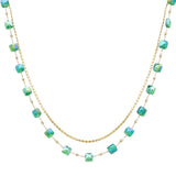104022, GEOMETRIC GLASS BEADED DOUBLE LAYERED NECKLACE