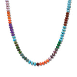 104023, MIXED GEMSTONE RONDELLE BEAD BLOCK NECKLACE