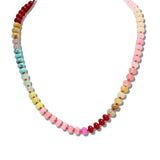 104023, MIXED GEMSTONE RONDELLE BEAD BLOCK NECKLACE