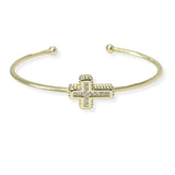 104025, CROSS PAVE CUBIC ZIRCONIA DESIGNER INSPIRED CUFF BRACELET